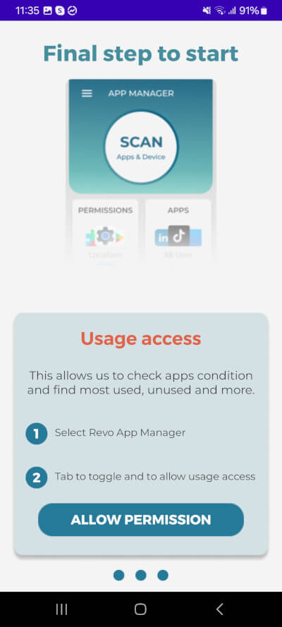 revo app manager usage access screen