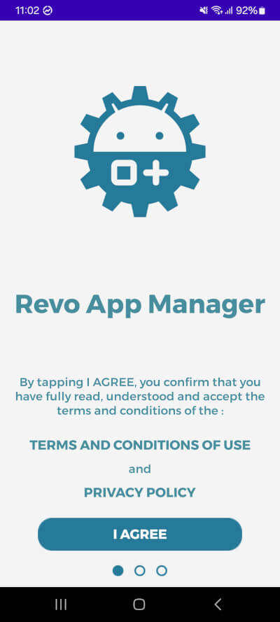 revo app manager welcome screen