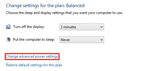 Adjust Power Options - Change Advanced power settings