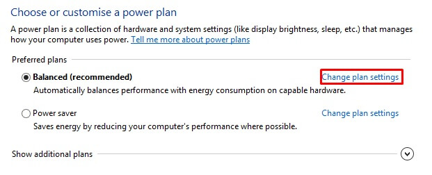 Adjust Power Options - Change Plan Settings