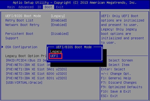 uefi mode