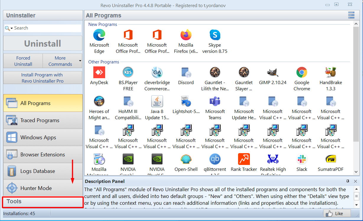 uninstall tools for windows 10