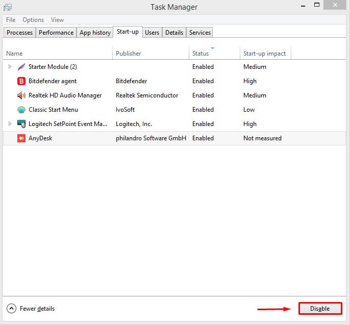 Stop unnecessary start-up programs-Task Manager