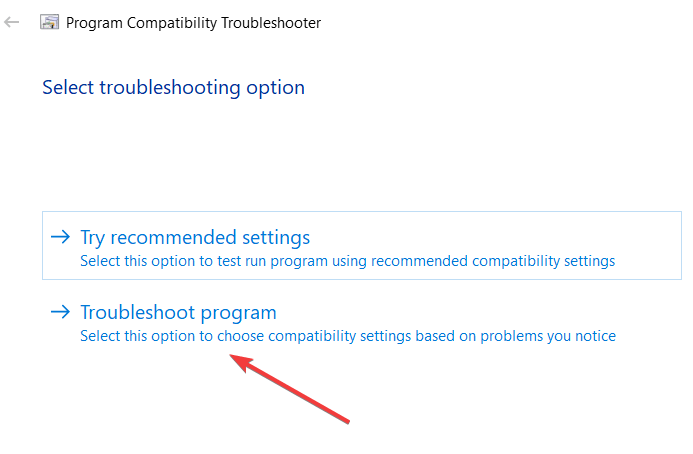 program compatibility troubleshoot