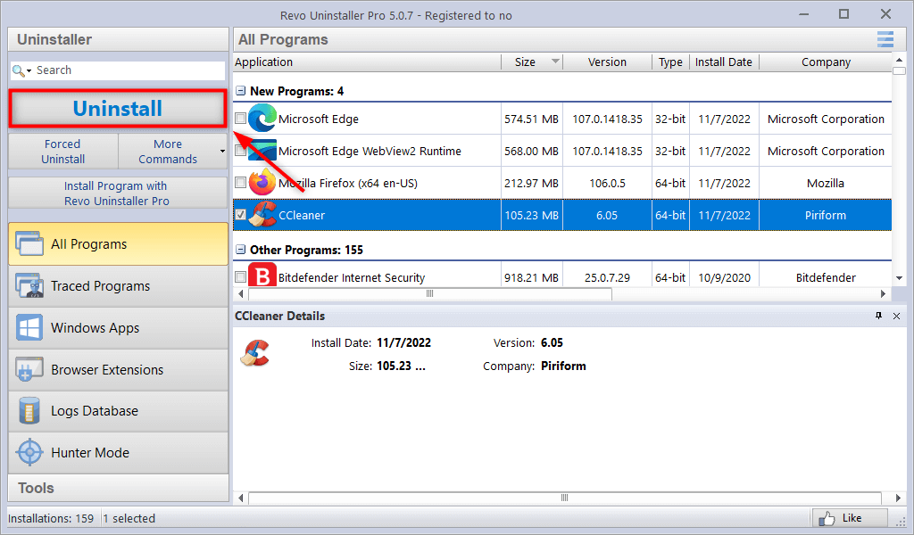 uninstall unnecessary programs with revo