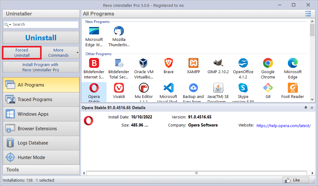 Method I Revo Uninstaller Pro - Forced uninstall