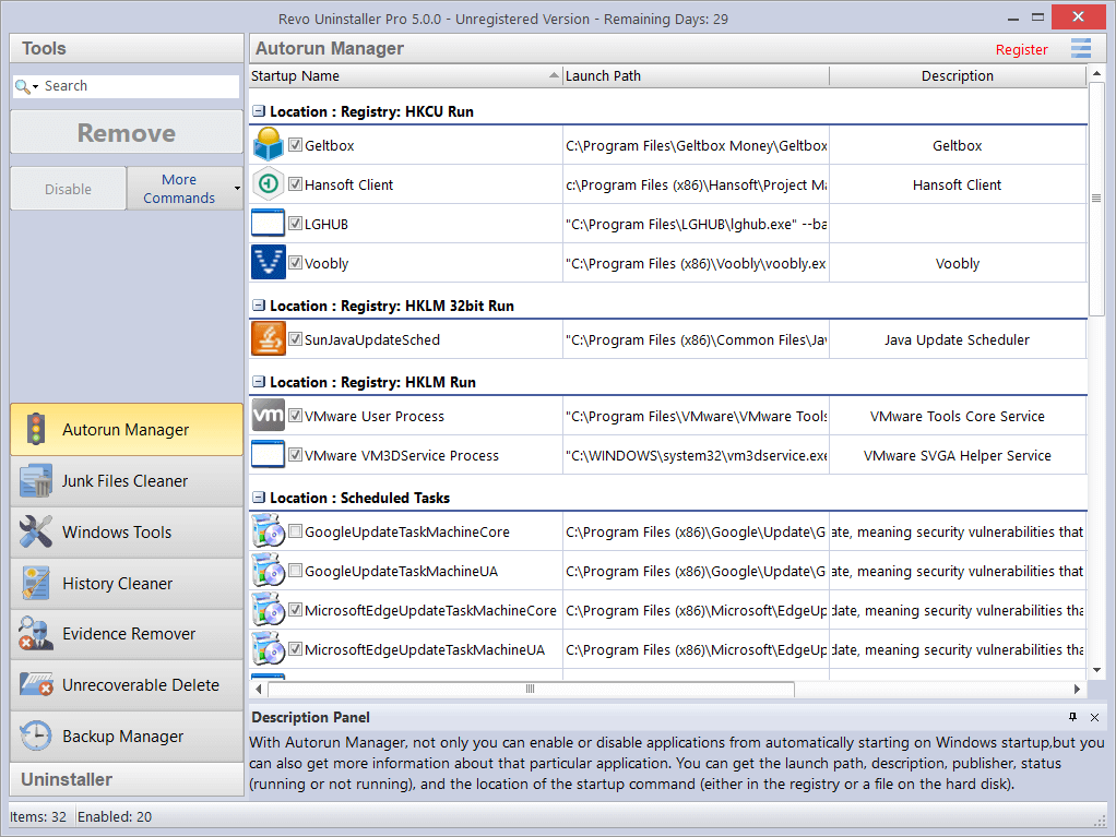 Screenshot of Autorun Manager