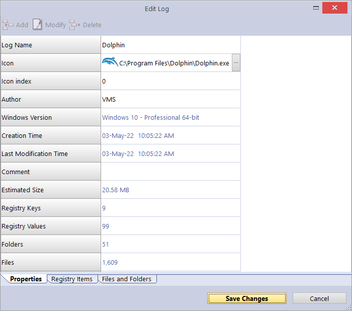 Screenshot of edit logs