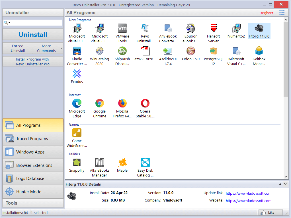 Revo Uninstaller Pro - User Interface