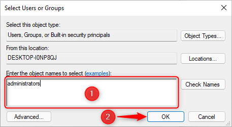 select users or group window