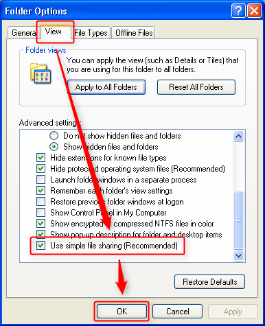 folder options window