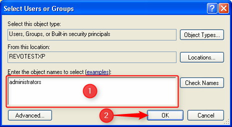 select user or groups window